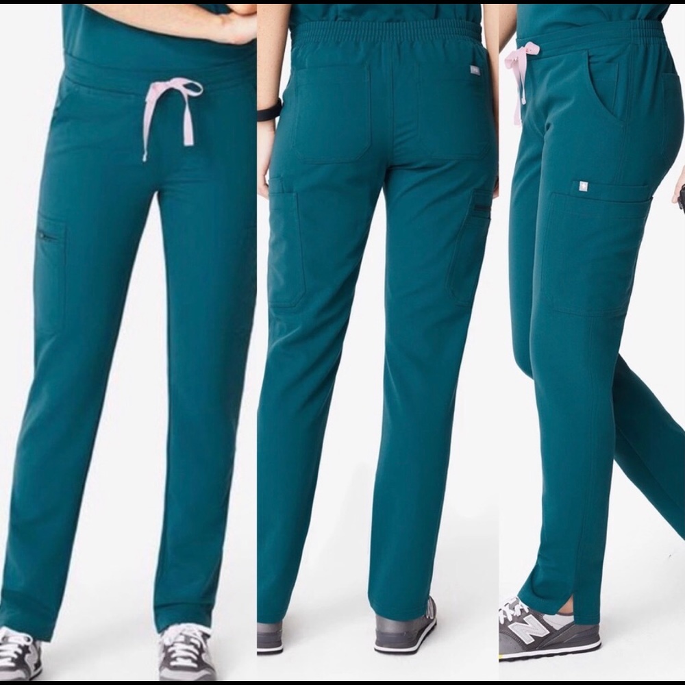 FIGS Yola scrub pants in Caribbean Blue
